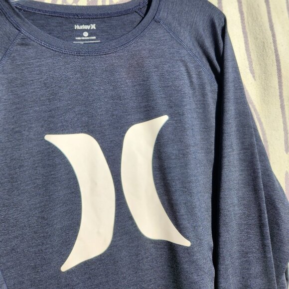 Hurley Long-Sleeve SPF 50 Rashguard Quick-Dry Surf Shirt XL BLACK GRAY - Picture 2 of 4